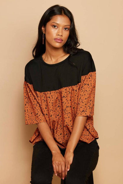 Celeste Top - Jungle Dot In Orange And Black