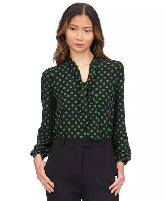 Women's Printed Tie-Neck Top