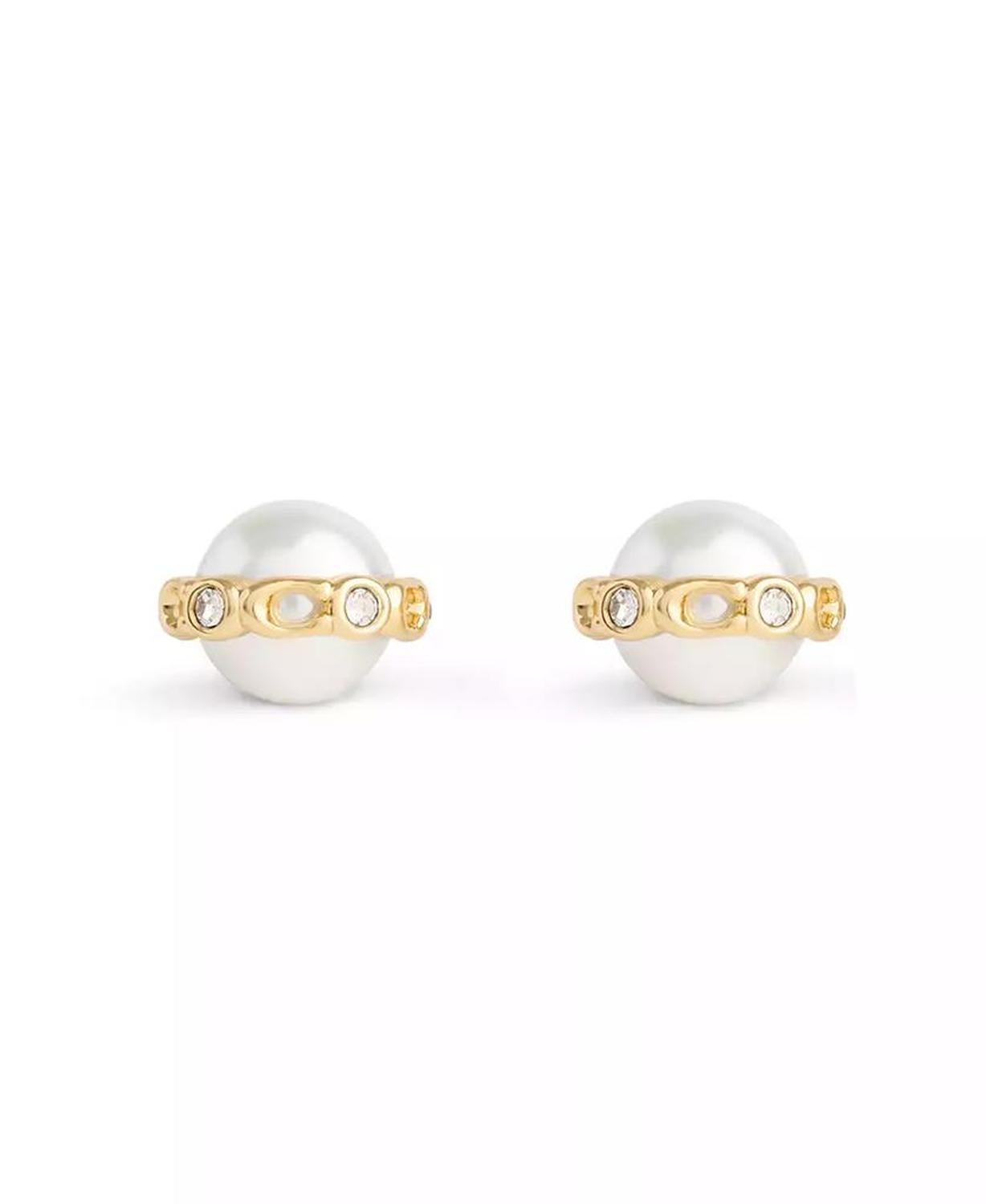 Faux Cultivated Pearl Vintage Charms Signature Stud Earrings