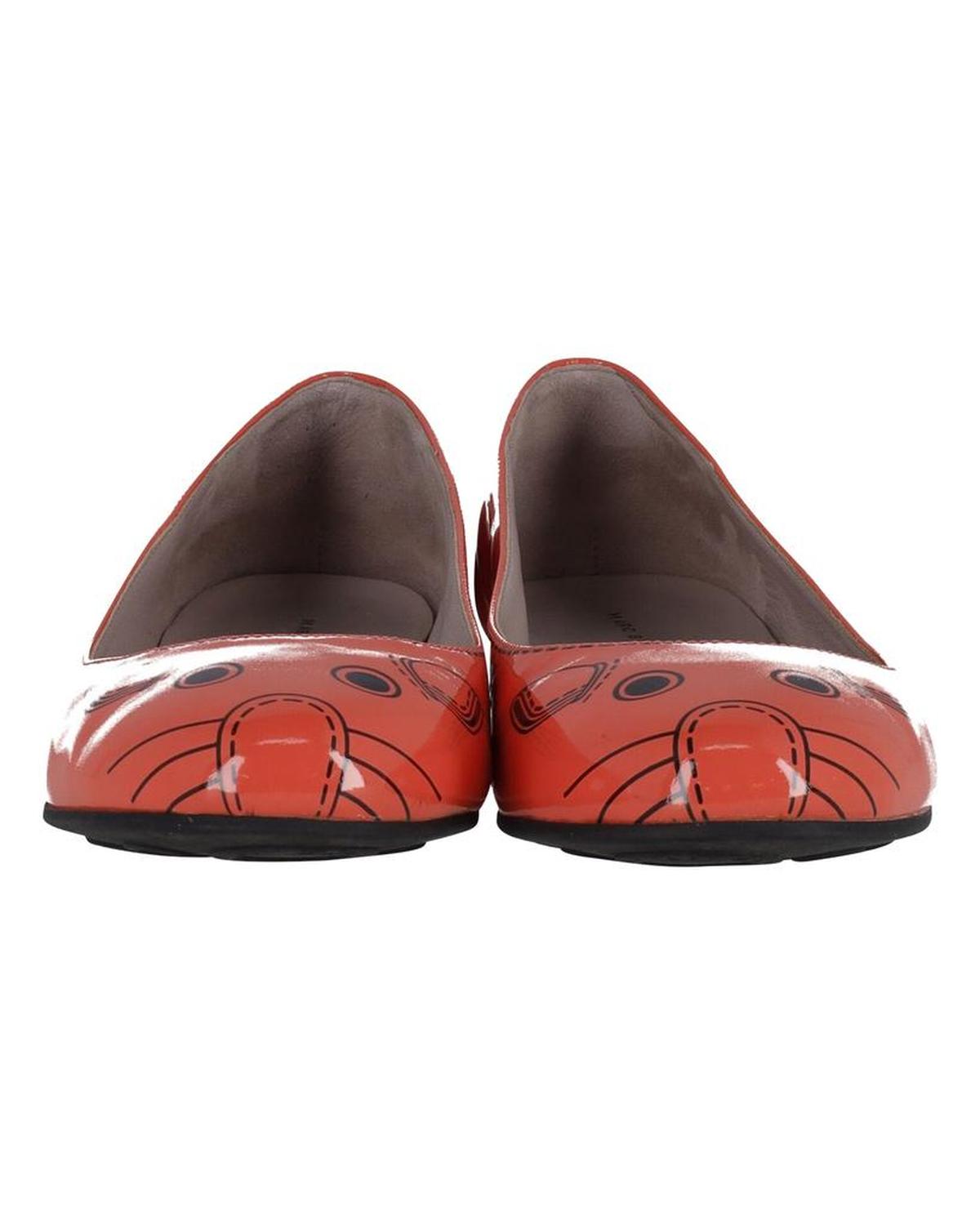 Marc Jacobs Mouse Print Ballet Flats in Orange Patent Leather