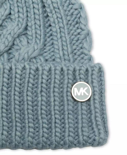 Soft Knit Tangled Aran Cuff Pom Beanie