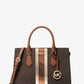 Sheila Medium Signature Logo and Metallic Satchel