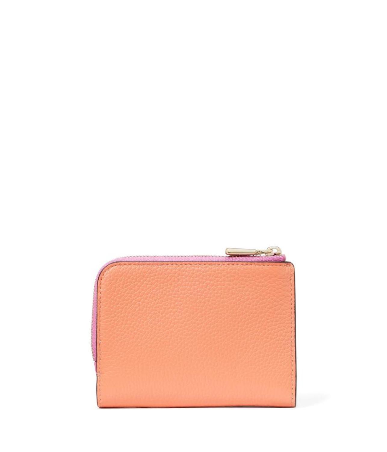 Ava Colorblocked Pebbled Leather Zip Bifold Wallet