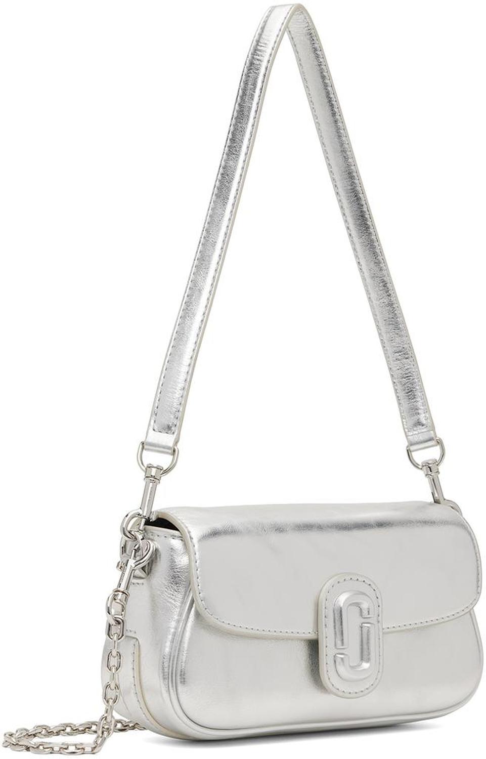 Silver 'The Metallic Leather Clover' Shoulder Bag