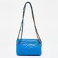 Blue Quilted Leather Flap Shoulder Bag