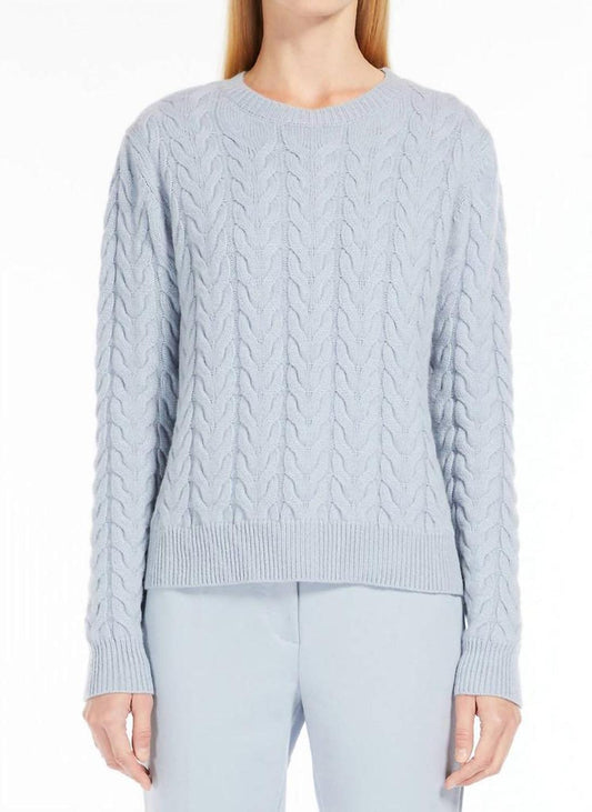 Odessa Cable Cashmere Sweater In Light Blue