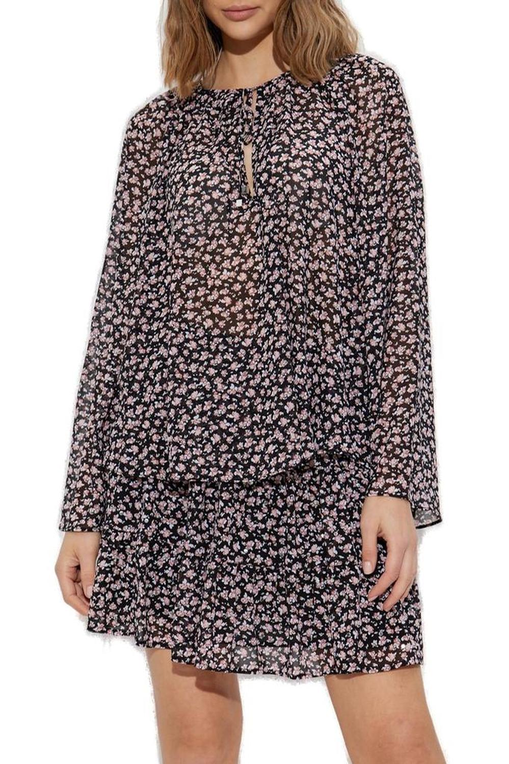 Michael Michael Kors Floral Georgette Flared Sleeve Blouse