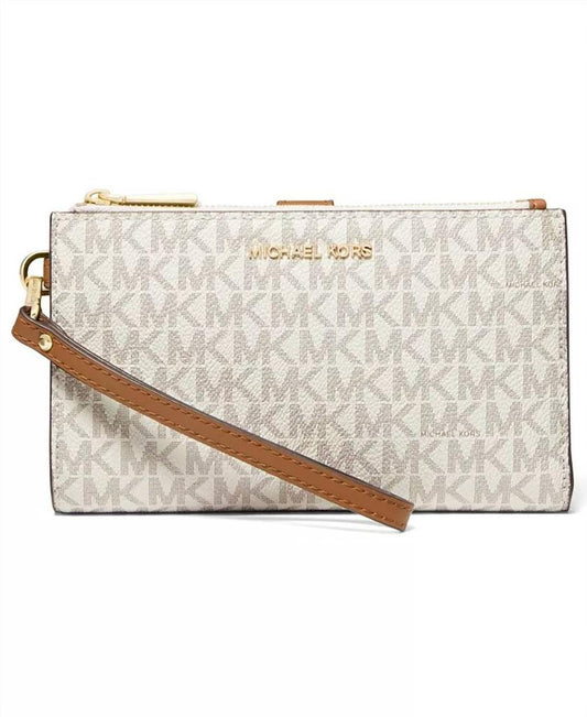 Logo Jet Set Large Double-Zip Wristlet In Vanilla In White