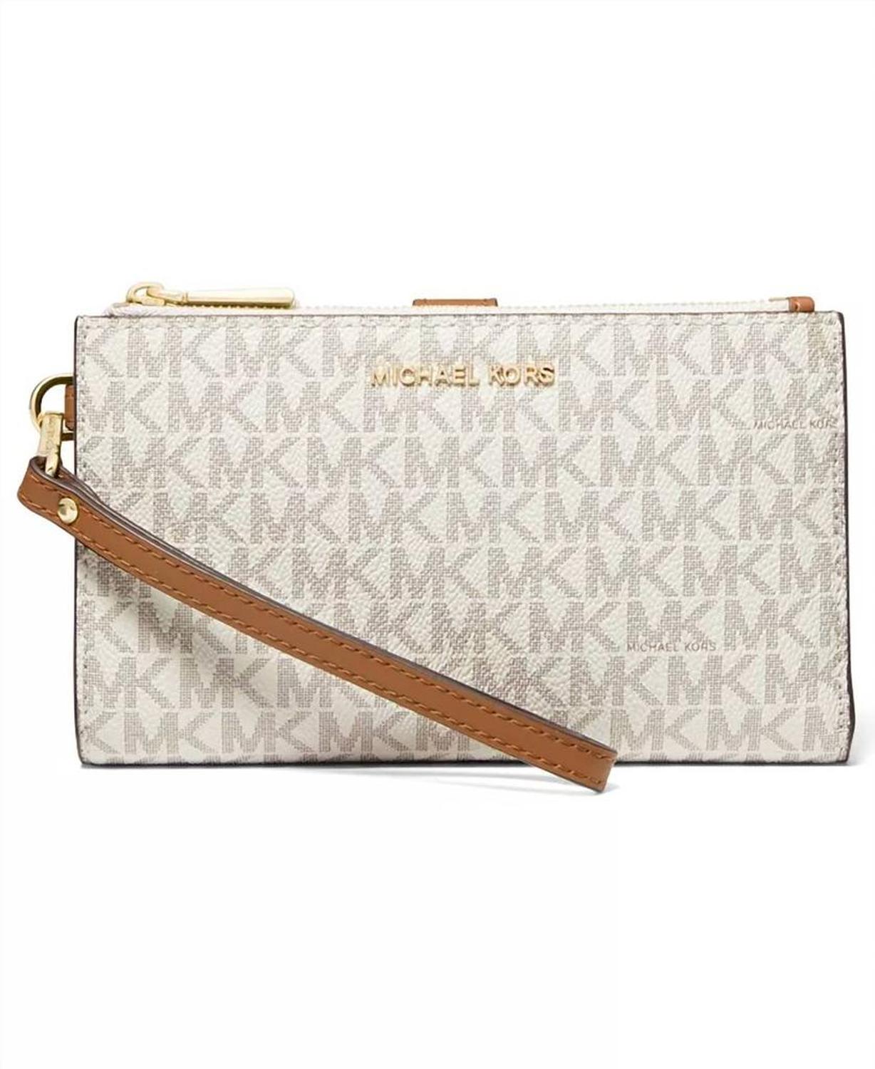 Logo Jet Set Large Double-Zip Wristlet In Vanilla In White