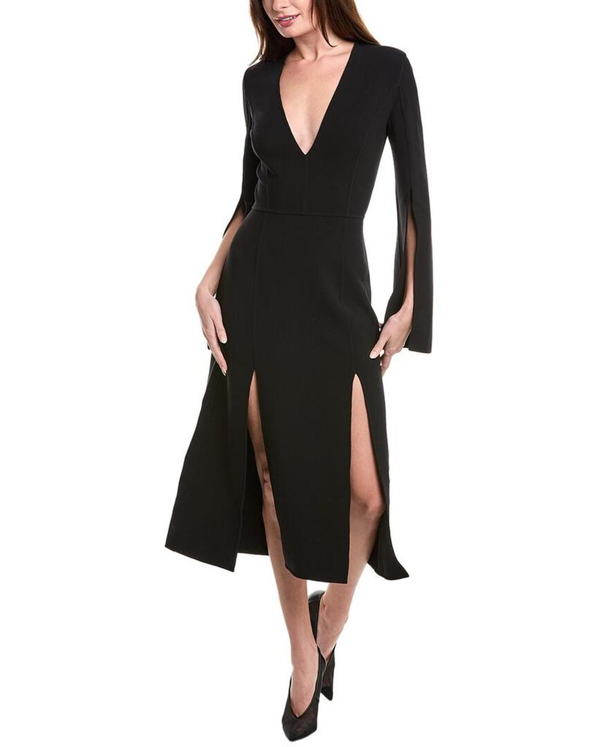 Double Face Crepe Wool-Blend Midi Dress