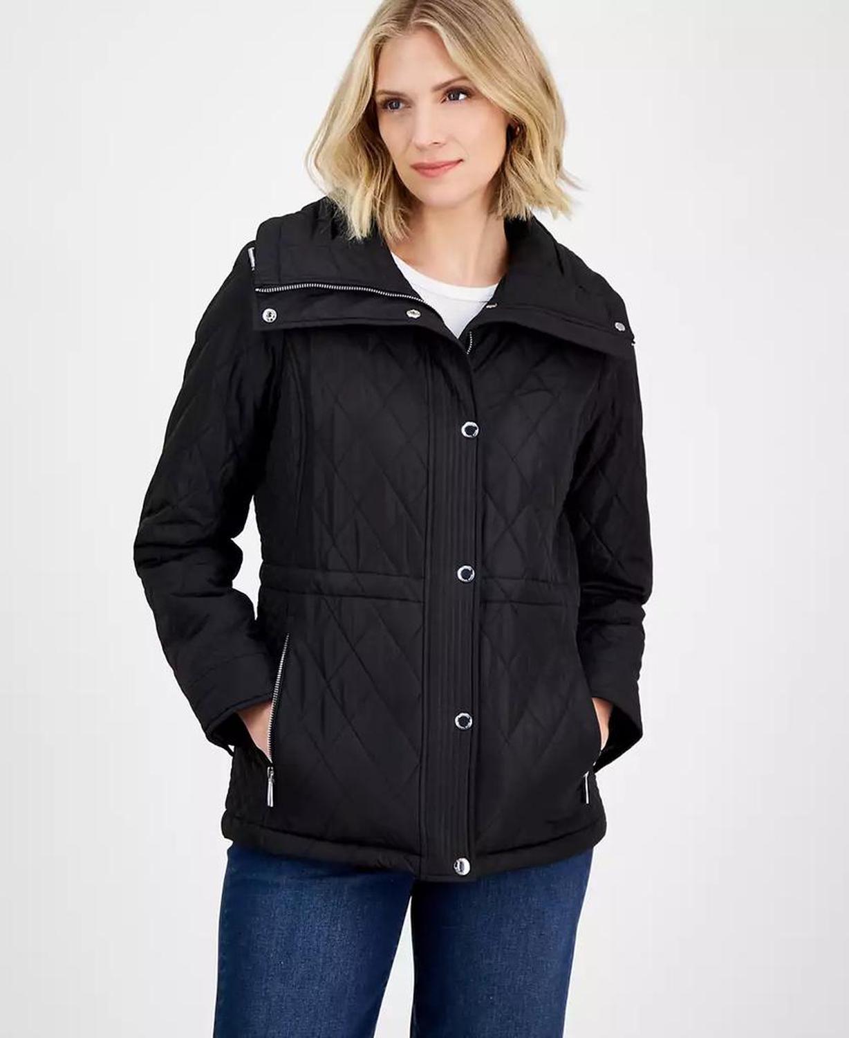 Women's Quilted Hooded Zip-Front Coat, Exclusively at Macy's