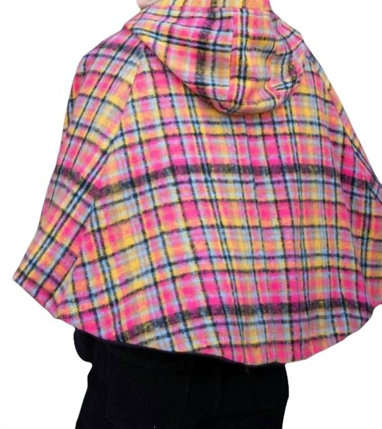 Mari Cape In Pink Plaid