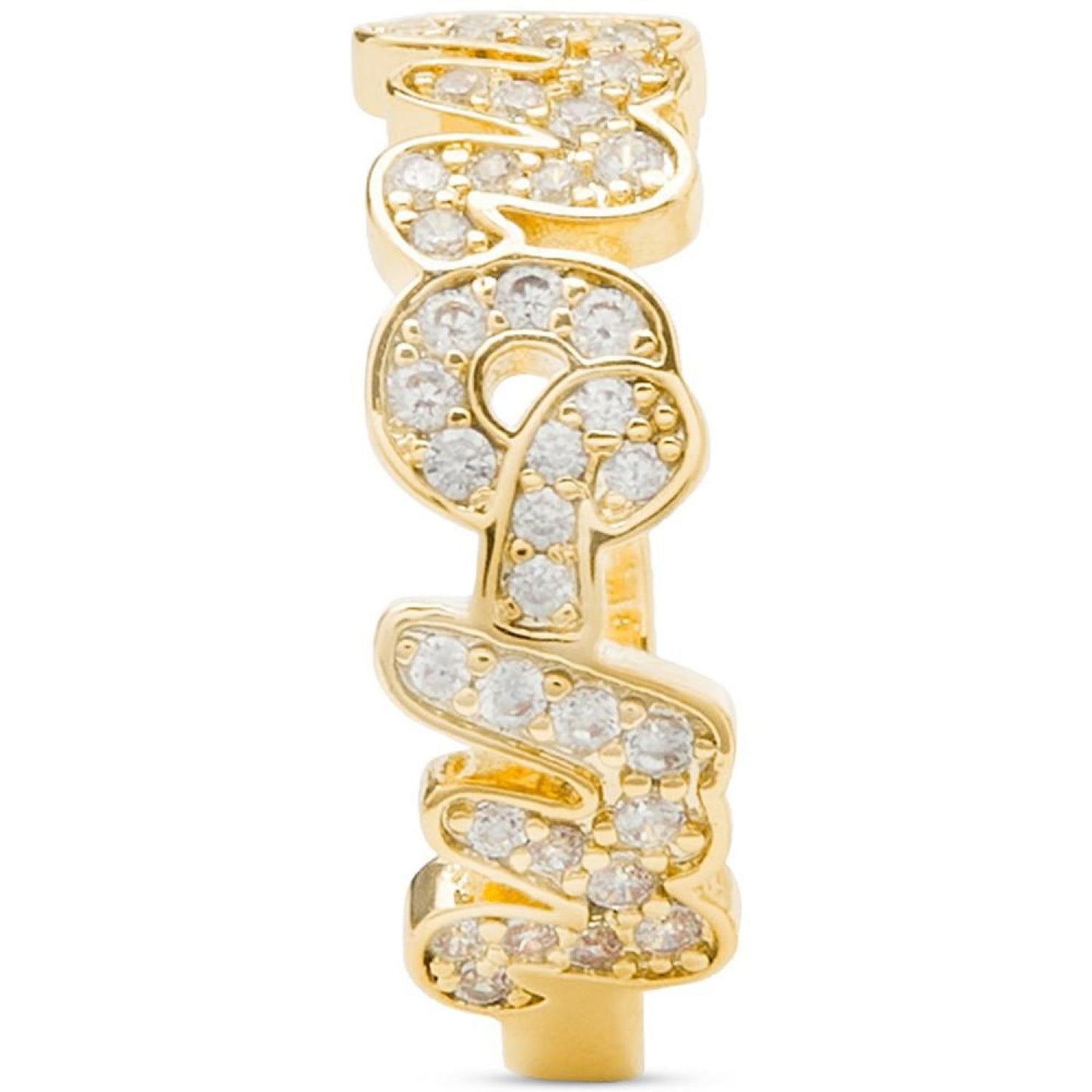 Gold-Tone Love You, Mom Crystal Small Huggie Hoop Earrings, 0.5"