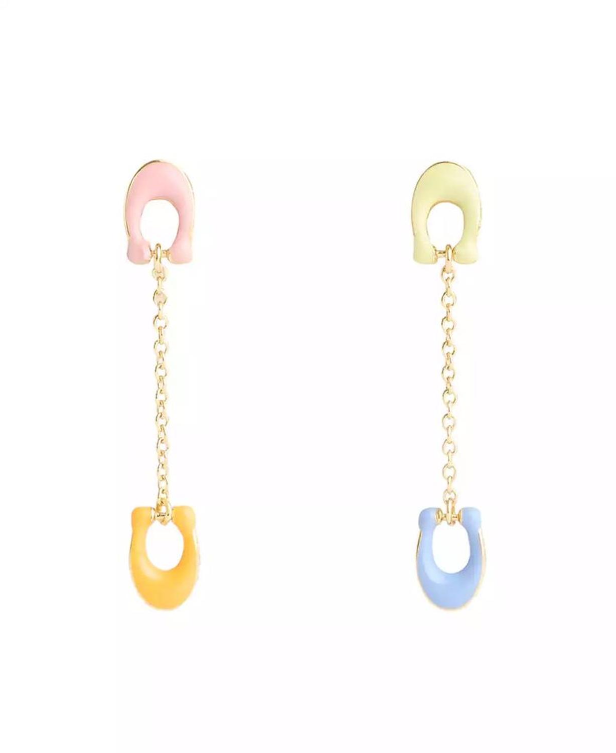 Faux Stone Signature Pavé C Mismatch Linear Earrings