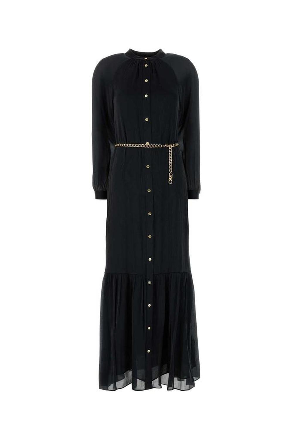 Michael Michael Kors Crinkled Georgette Belted Kaftan Dress