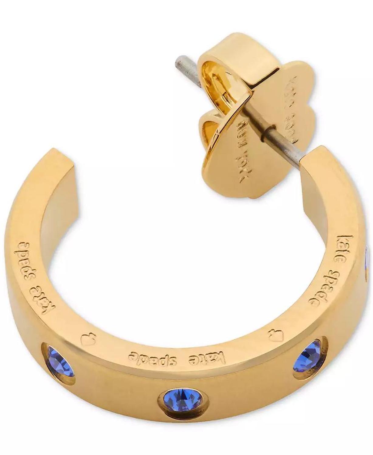 Gold-Tone Stainless Steel Small Color Pavé Huggie Hoop Earrings, 0.68"