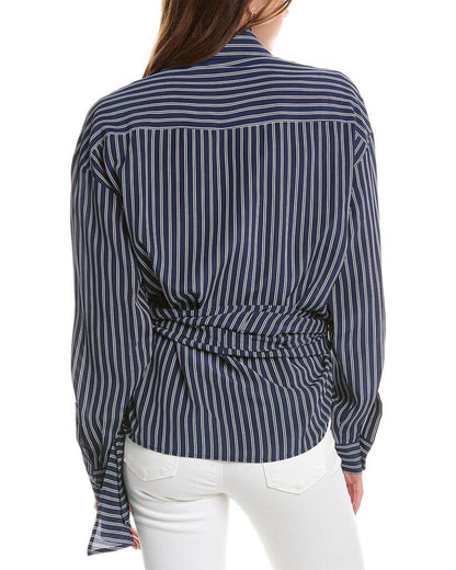 Michael Kors Collection Stripe Sarong Silk Shirt