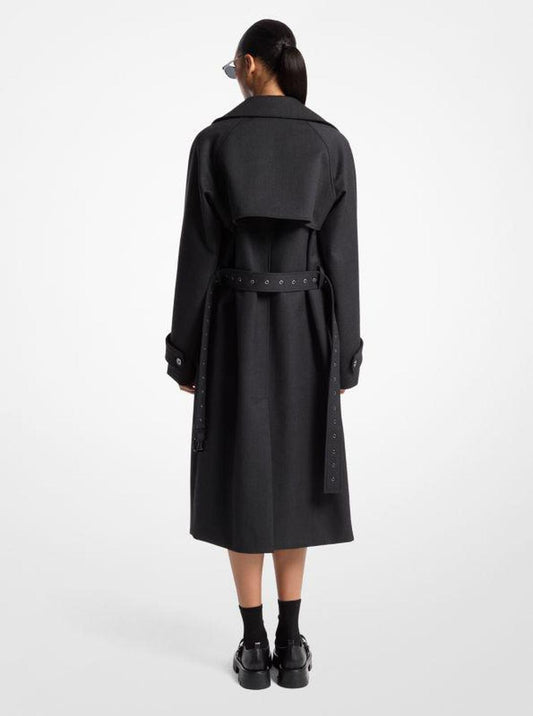 Stretch Wool Blend Trench Coat