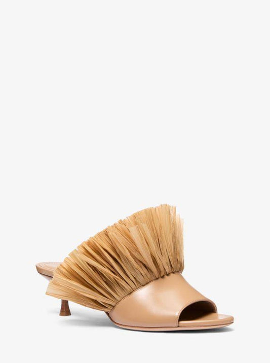 Catarina Leather and Fringe Mule