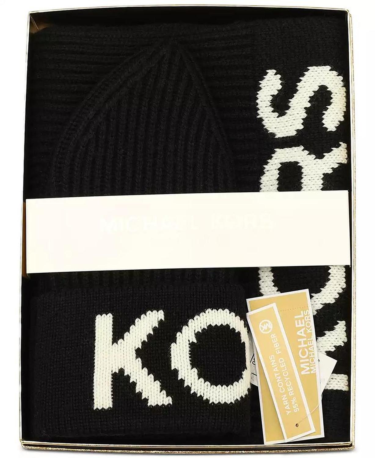 KORS Fisherman's Rib Beanie and Scarf Set