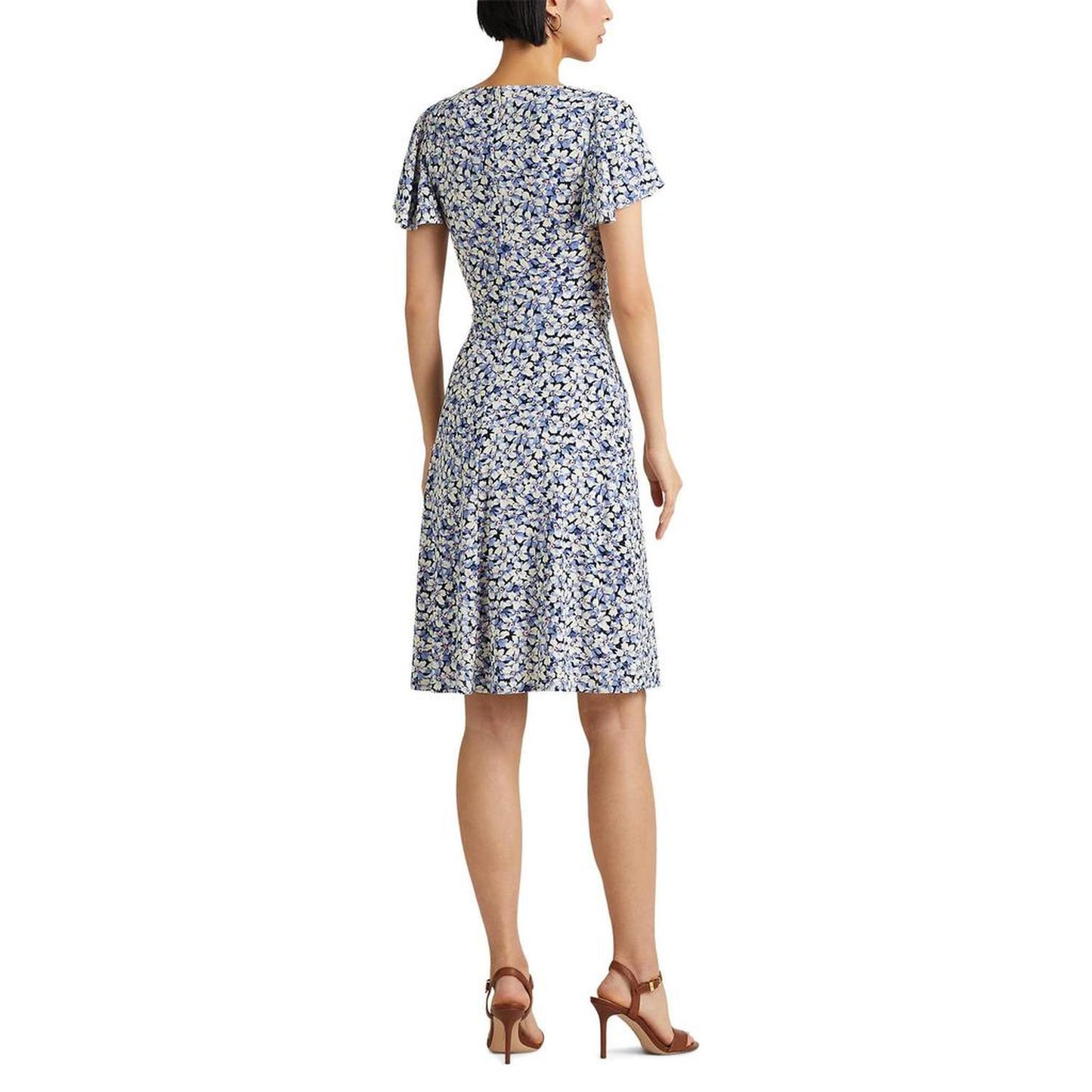 Floral Stretch Jersey Surplice Dress