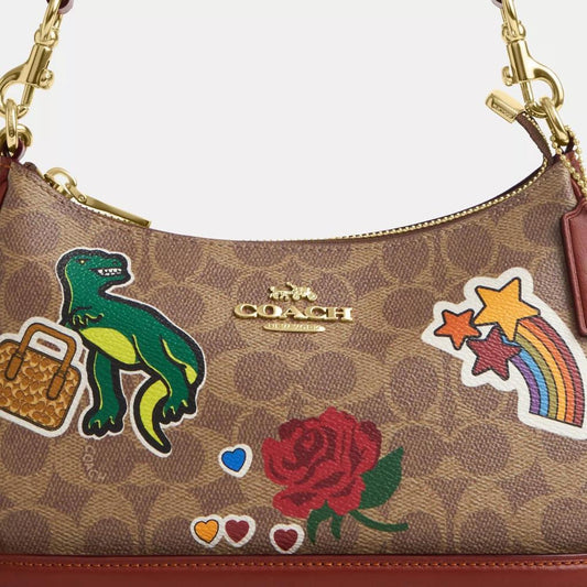 Coach Outlet Teri Shoulder Bag In Signature Canvas With Sticker Print