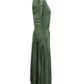 Sportmax Ruched Panel Midi Dress in Olive Green Viscose