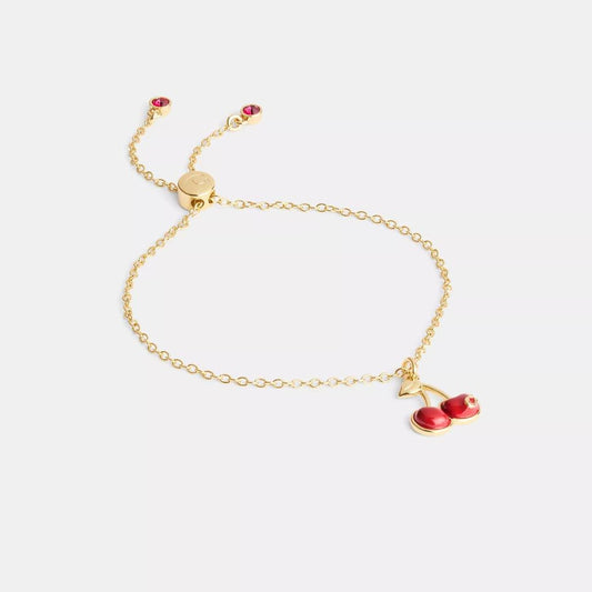 Cherry Charm Slider Bracelet