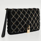 Marc Jacobs  Suede And Satin Crystals Embellished Flap Clutch