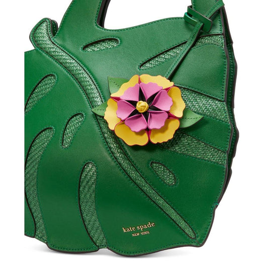 Playa Leather And Straw 3D Leaf Tote