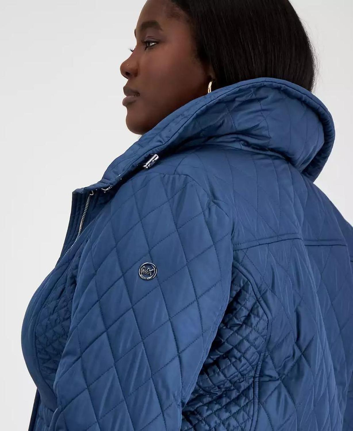 Plus Size Quilted Hooded Anorak Coat