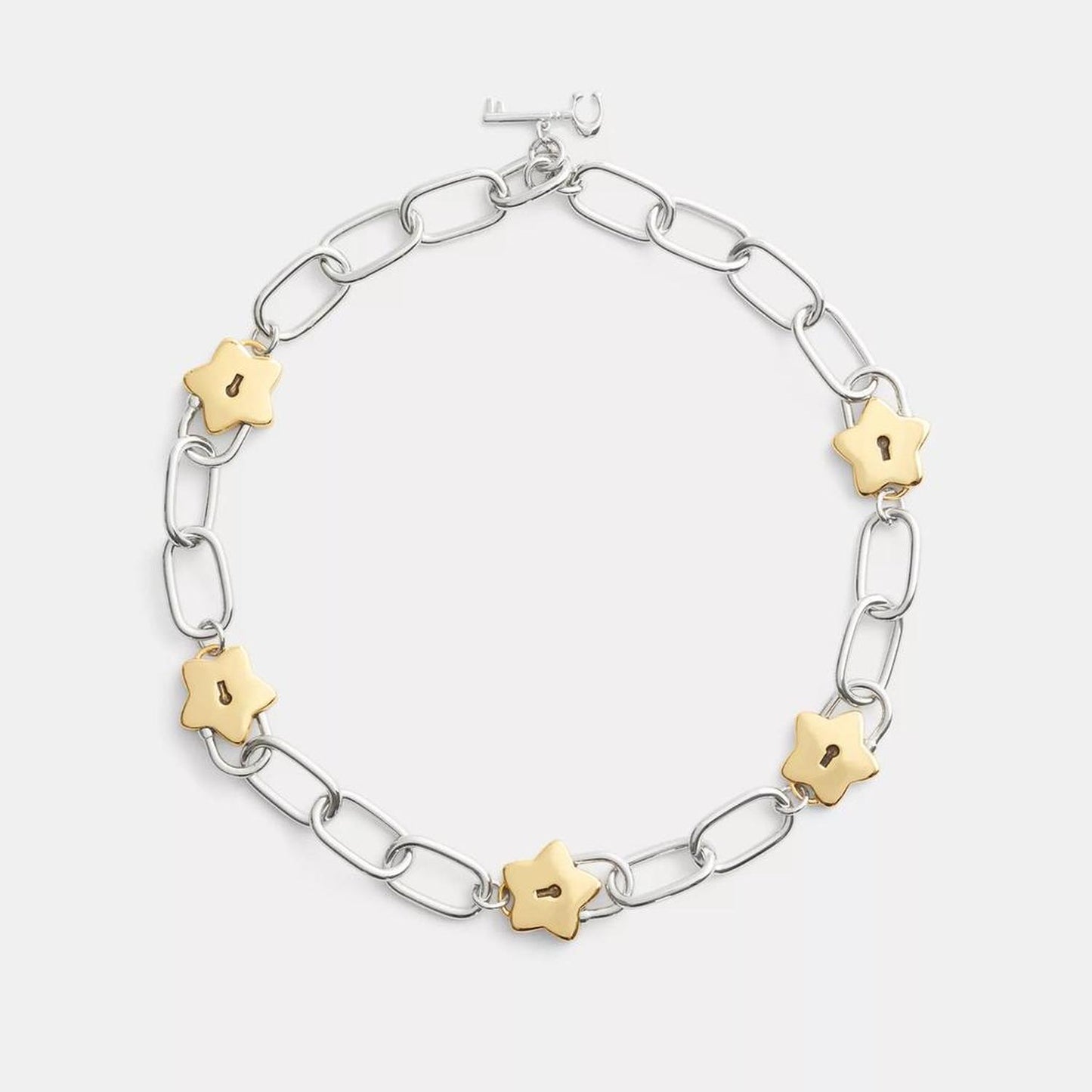 Coach Outlet Star Padlock Chain Link Necklace