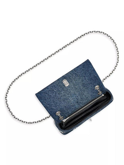 The Sequin Daisy Denim Dual Chain Shoulder Bag