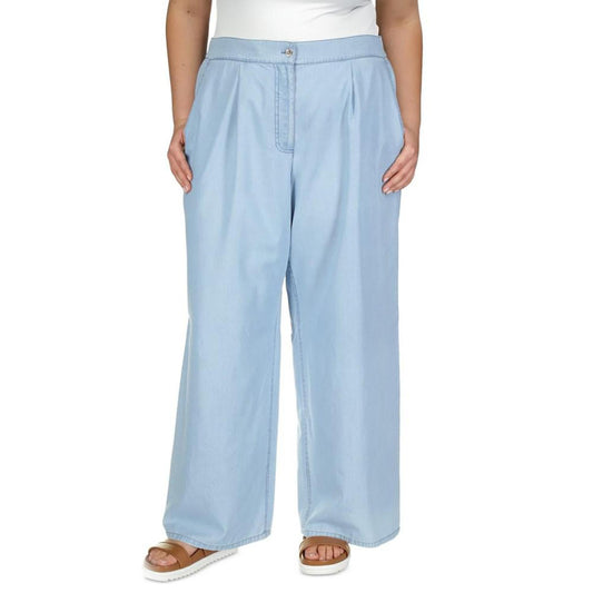 Plus Size Chambray Wide-Leg Pants