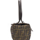 FENDI Vintage brown leather handle Zucca Monogram canvas mini cube boston bag