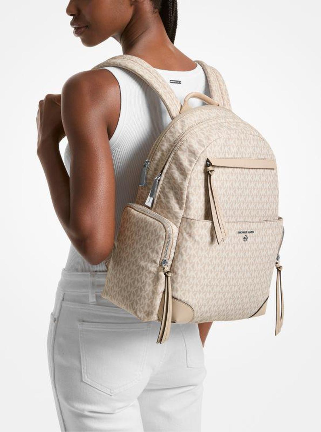 Prescott Large Signature Logo Print Woven Backpack