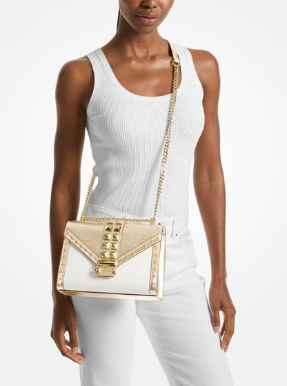 Whitney Medium Studded Metallic Shoulder Bag