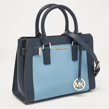 Two Tone Blue Leather Small Dillon Tote