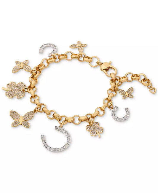 Two-Tone Cubic Zirconia Pavé Lucky Charm Bracelet