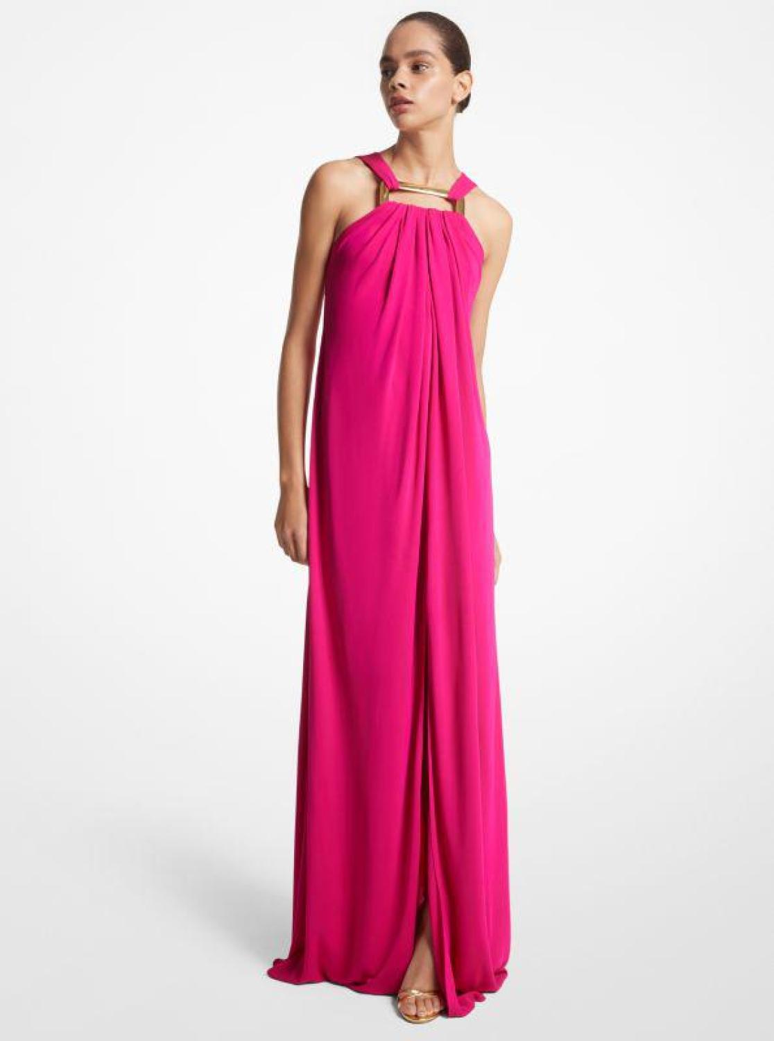 Crepe Jersey Necklace Gown