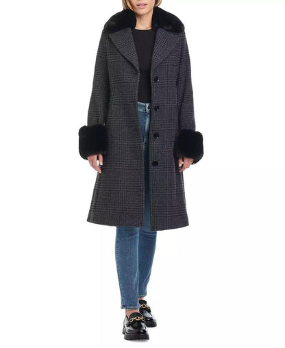 Women's Faux-Fur-Trim Belted Coat