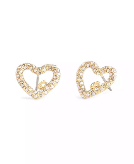 Faux Stone Signature Pavé Heart Stud Earrings