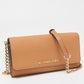 Michael Kors Beige Leather Jet Set Travel Wallet On Chain