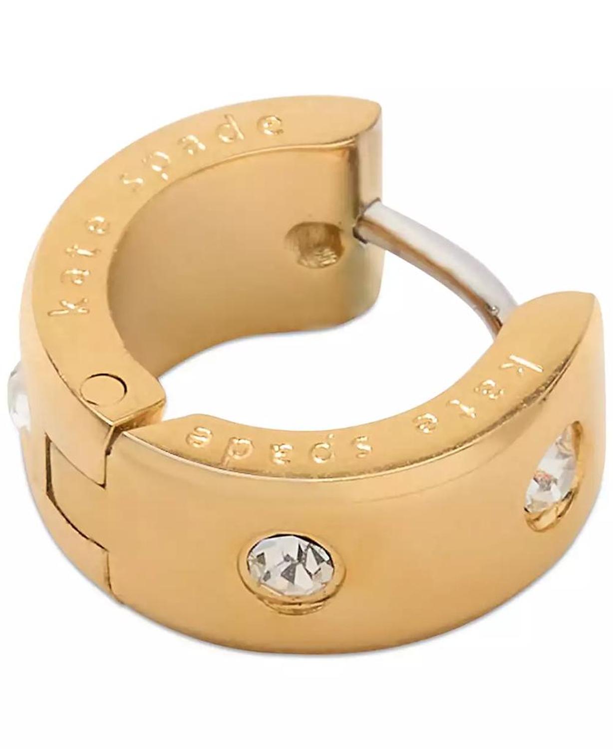 Gold-Tone Small Pavé Chunky Huggie Hoop Earrings, 0.5"