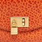 Marc Jacobs Orange Textured Leather Lock Flap Clutch