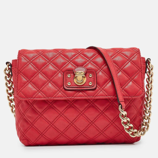 Marc Jacobs Red Quilted Leather Large Single Flap Shoulder Bag