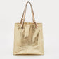 Michael Kors Gold Signature Mirrored Patent Leather North South Tote