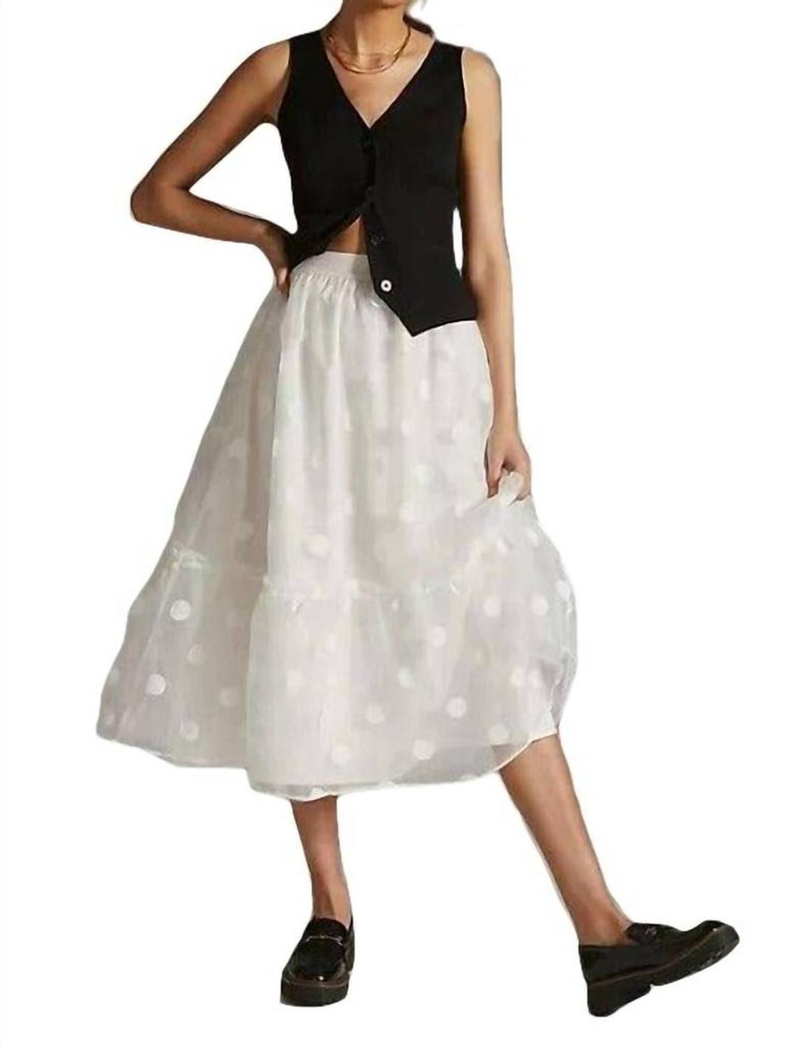 Tulle Midi Skirt In Snowflake Dot