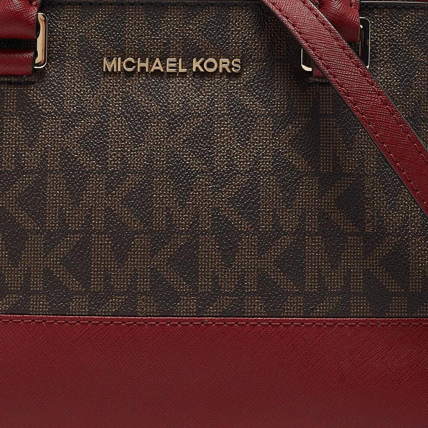 Michael Kors /brown Signature Coated Canvas And Leather Xs Kellen Tote