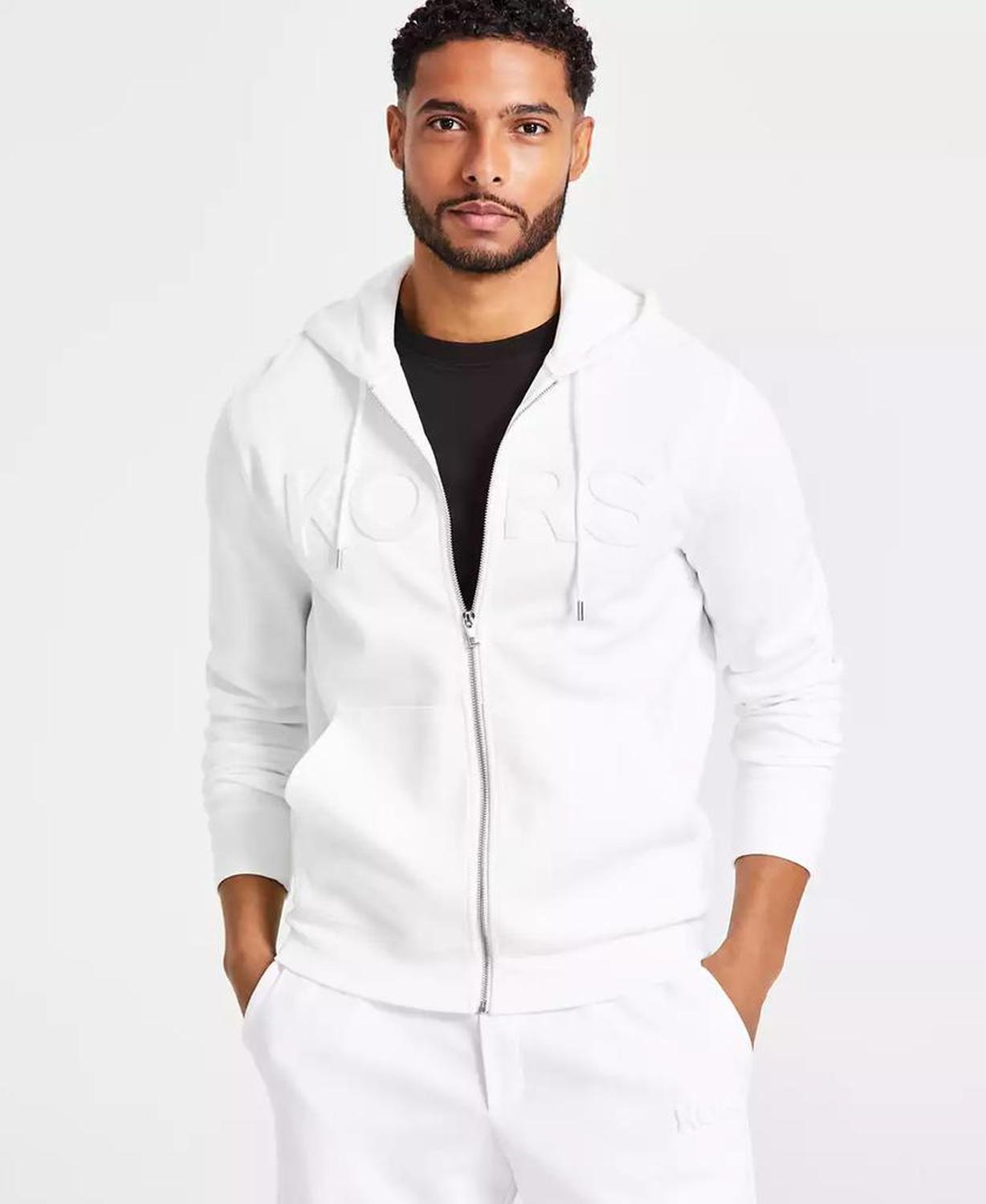 Men's Textured-Logo Zip Hoodie